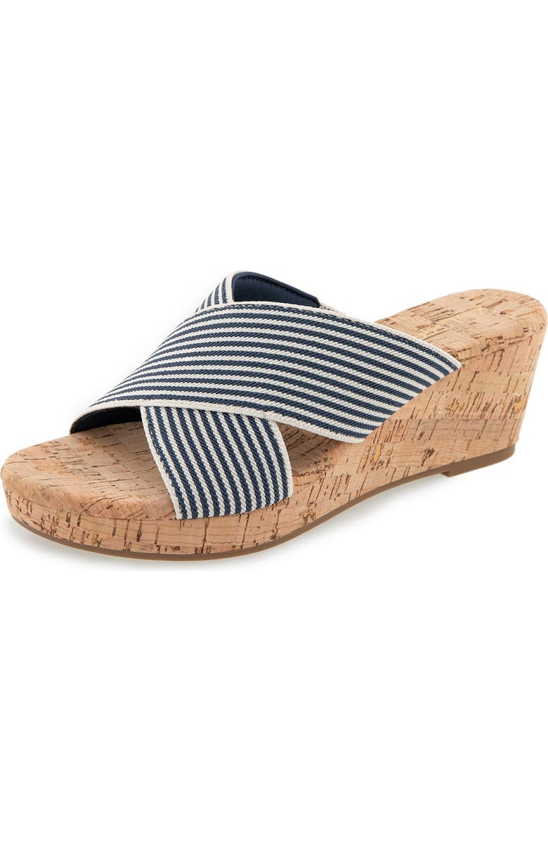 Kensie Jule Slide Sandal, Alternate, color, Navy Stripe