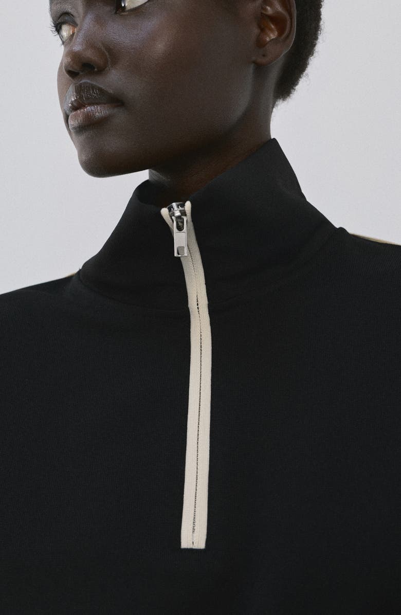 MANGO Half Zip Sweatshirt, Alternate, color, Black