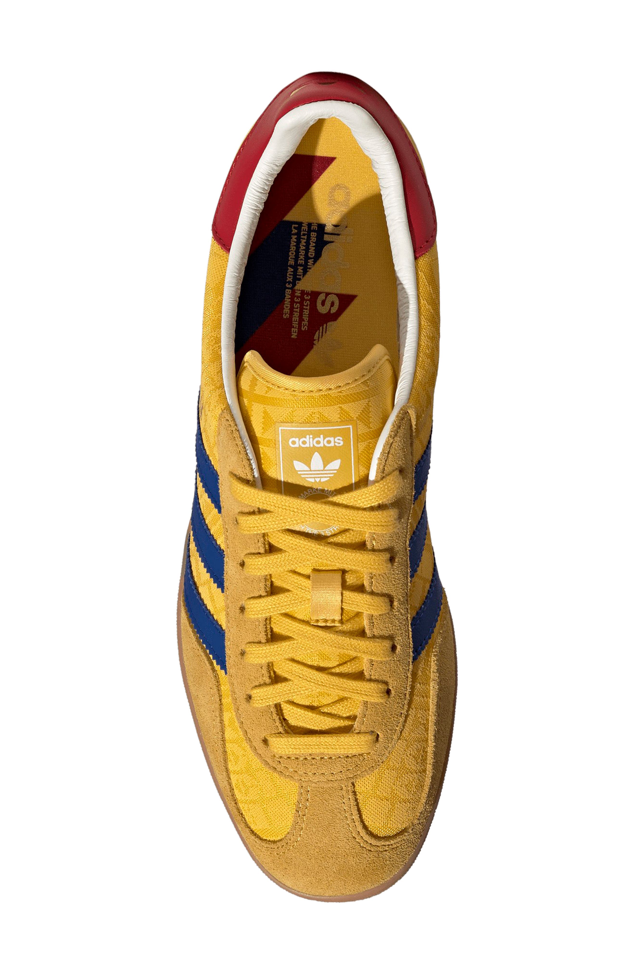 Gazelle Indoor Sneaker, Alternate, color, GOLD/ POWER BLUE/ TEAM RED