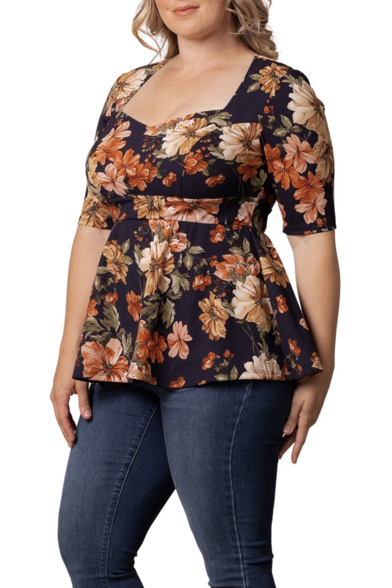 Posh Peplum Top, Alternate, color, AUTUMN GARDEN