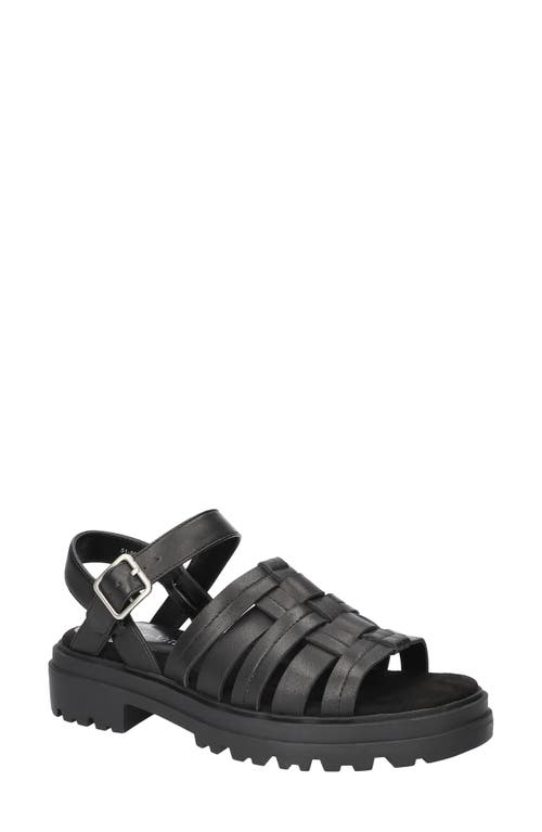 Bella Vita Loni Lug Sole Fisherman Sandal In Black Leather
