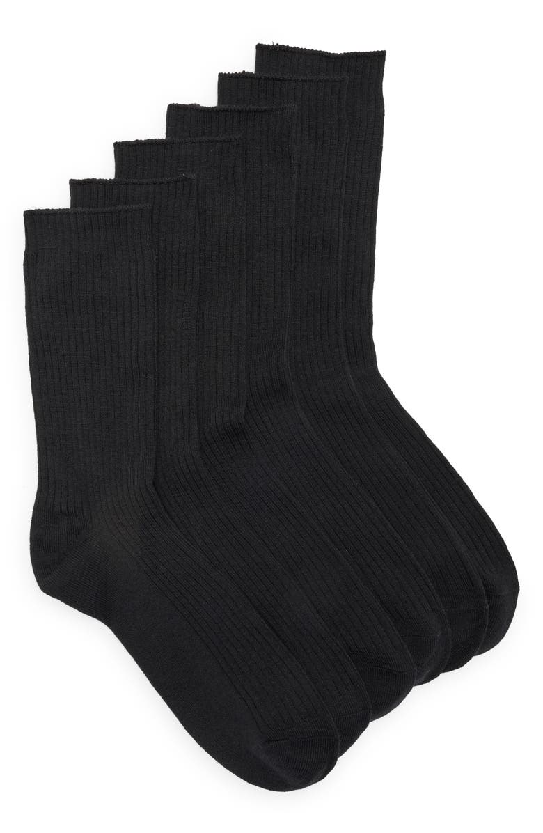 NORDSTROM RACK 3-Pack Wool Blend Dress Socks, Main, color, Black