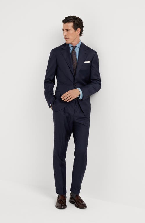 Brunello Cucinelli Straight-leg Pleated Wool-flannel Trousers In Blue