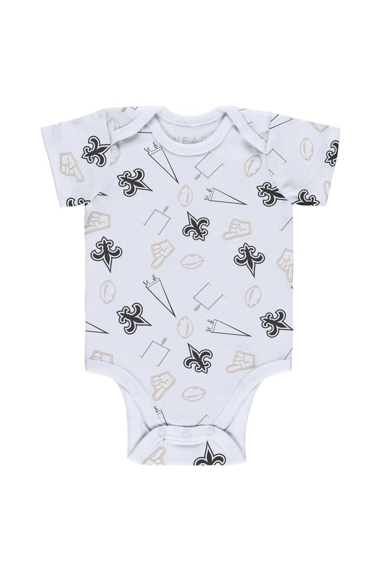 Newborn & Infant WEAR by Erin Andrews Gray/Black/White New Orleans Saints Three-Piece Turn Me Around Bodysuits & Pant Set, Alternate, color, Gray