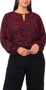 Vince Camuto Animal Print Keyhole Neck Top