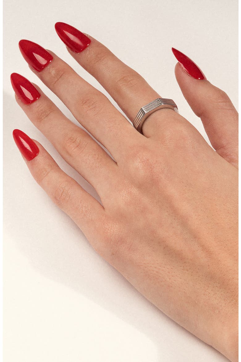 Octagon Band Ring, Alternate, color, SILVER