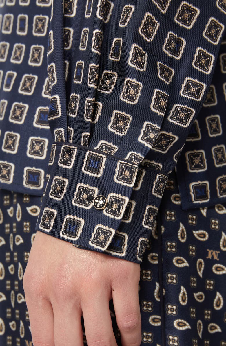 Max Mara Disco Monogram Paisley Pajama Shirt, Alternate, color, Ultramarine