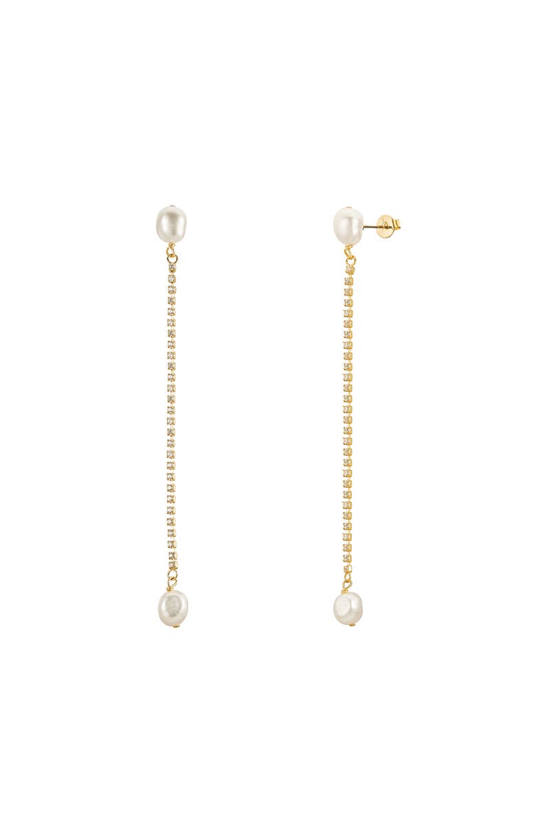 Untamed Petals Sarah Crystal and Pearl Drops, Main, color, Gold