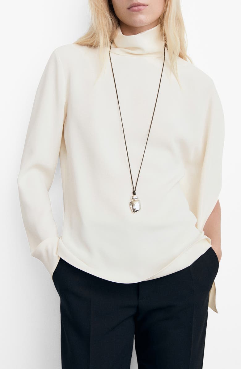 MANGO Asymmetric High Neck Top, Main, color, Off White