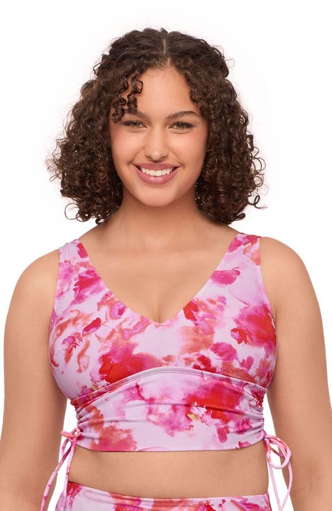 Supportive and Sculpting Cinched Adjustable Midkini Swimsuit Top
