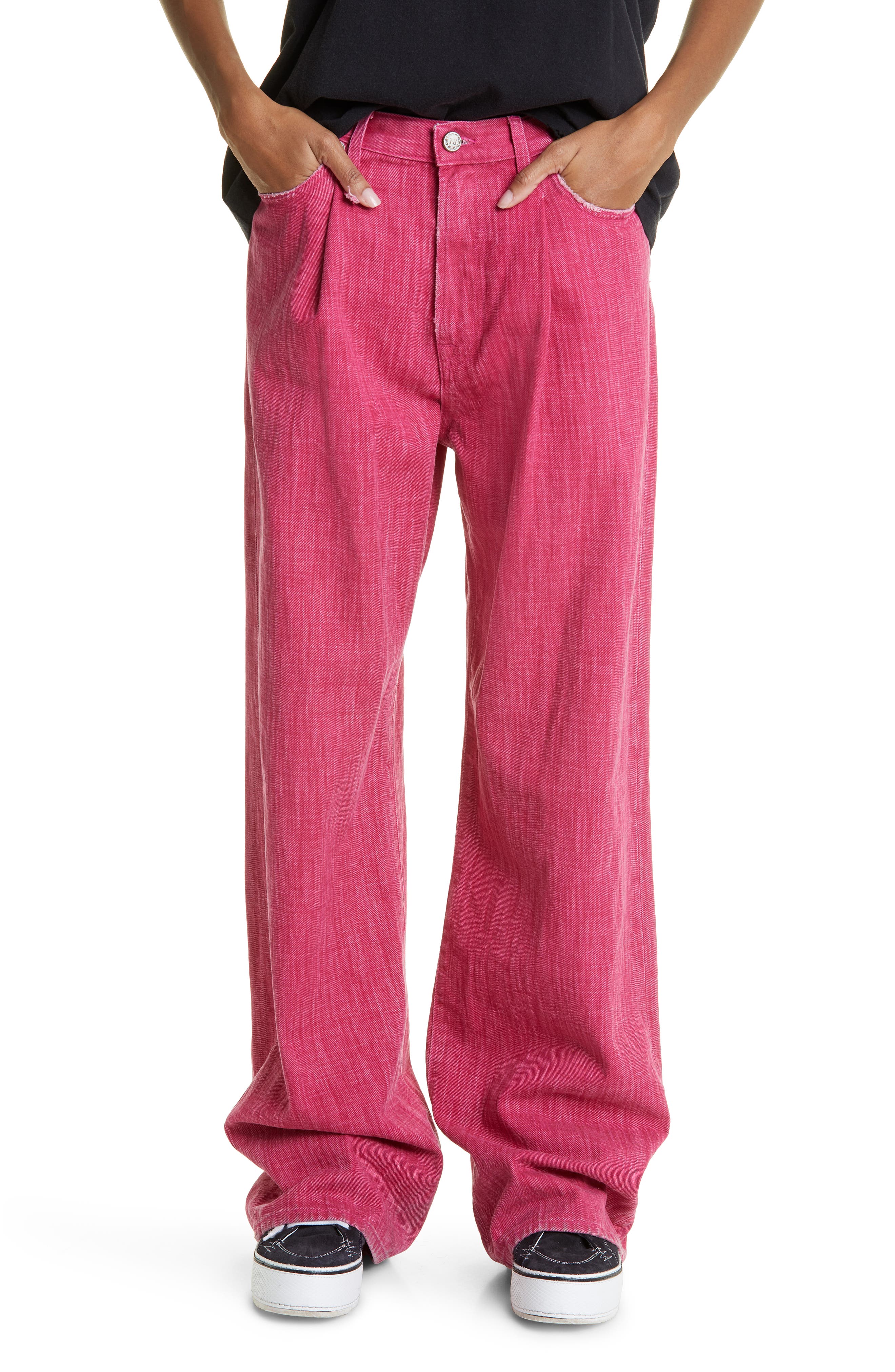 Damon Pleated Wide Leg Jeans