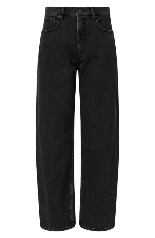 Allsaints Sadie High Rise Ankle Barrel Jeans In Washed Black In Black