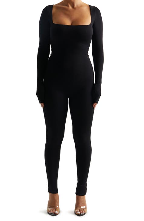 Black fashion skin tight jumpsuit