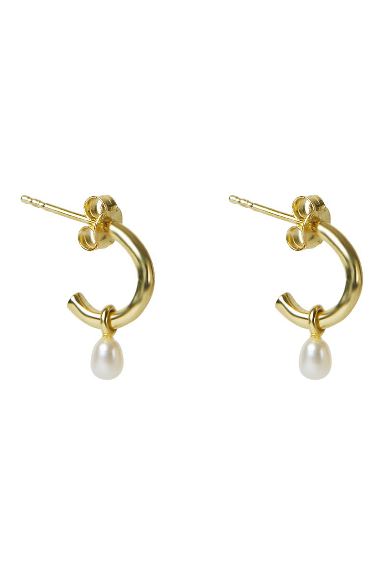 Freshwater Pearl Hoop Earrings, Main, color, GOLD