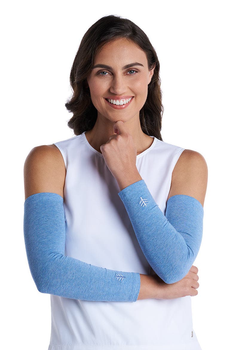 Women's Navagio Sun Arm Sleeves, UPF 50+ Sun Protection, Alternate, color, Light Blue Heather