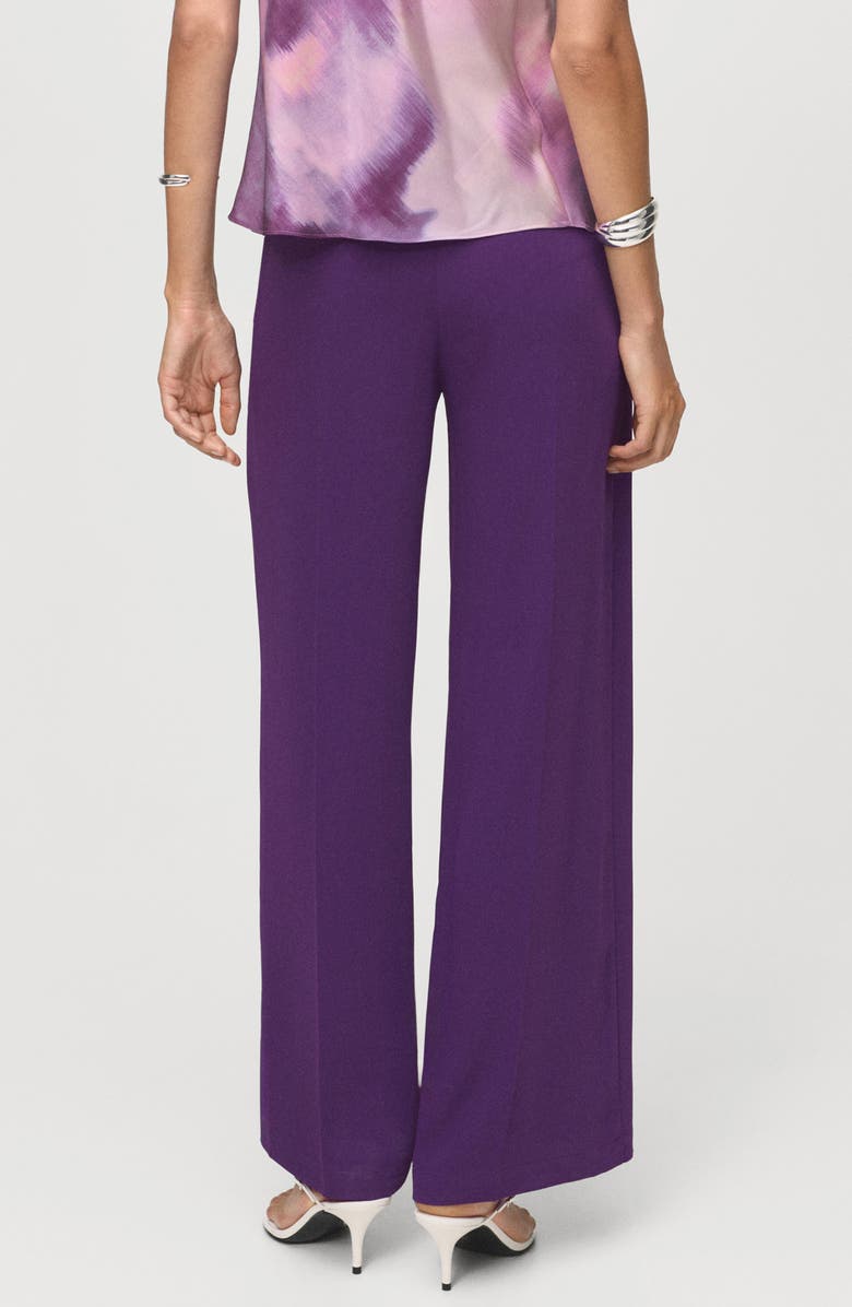 MANGO High Waist Satin Straight Leg Pants, Alternate, color, Purple