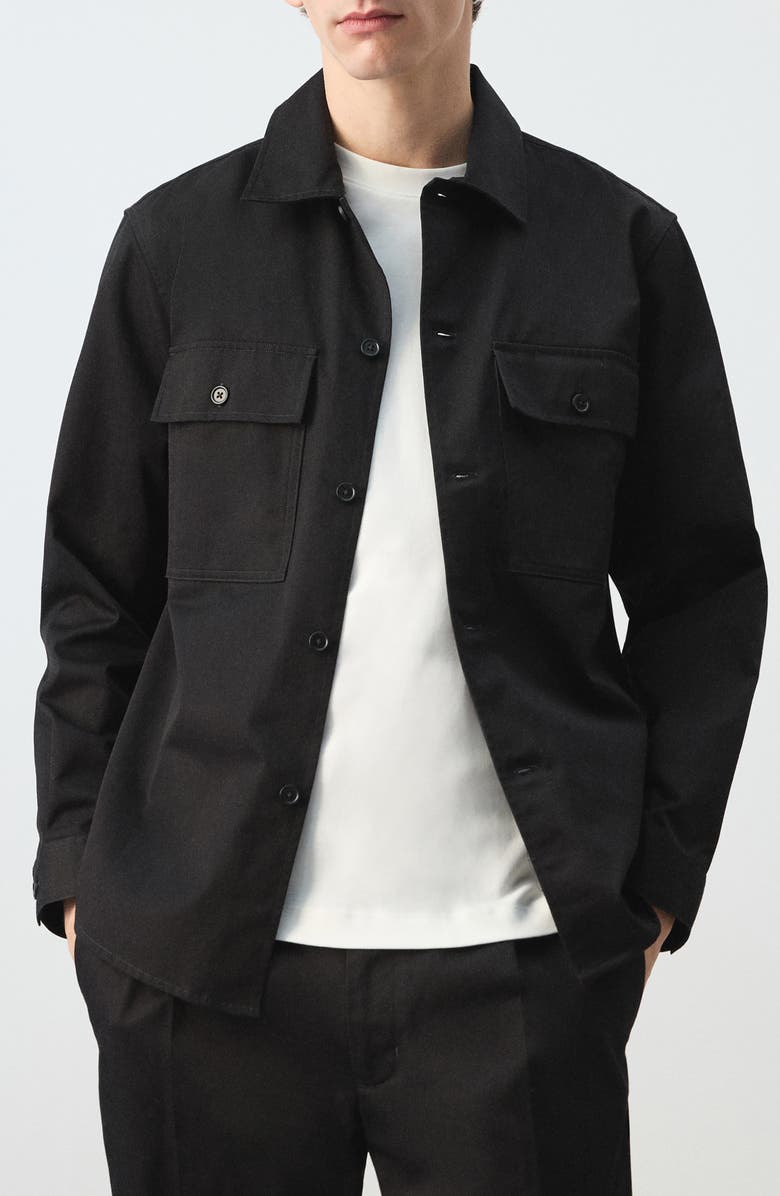 MANGO Cotton Overshirt, Main, color, Black