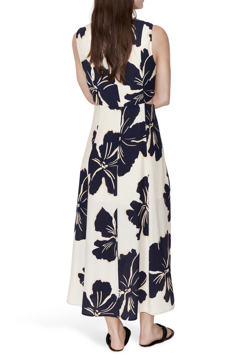 Floral Print Cutout Sleeveless Maxi Dress, Alternate, color, ECRU