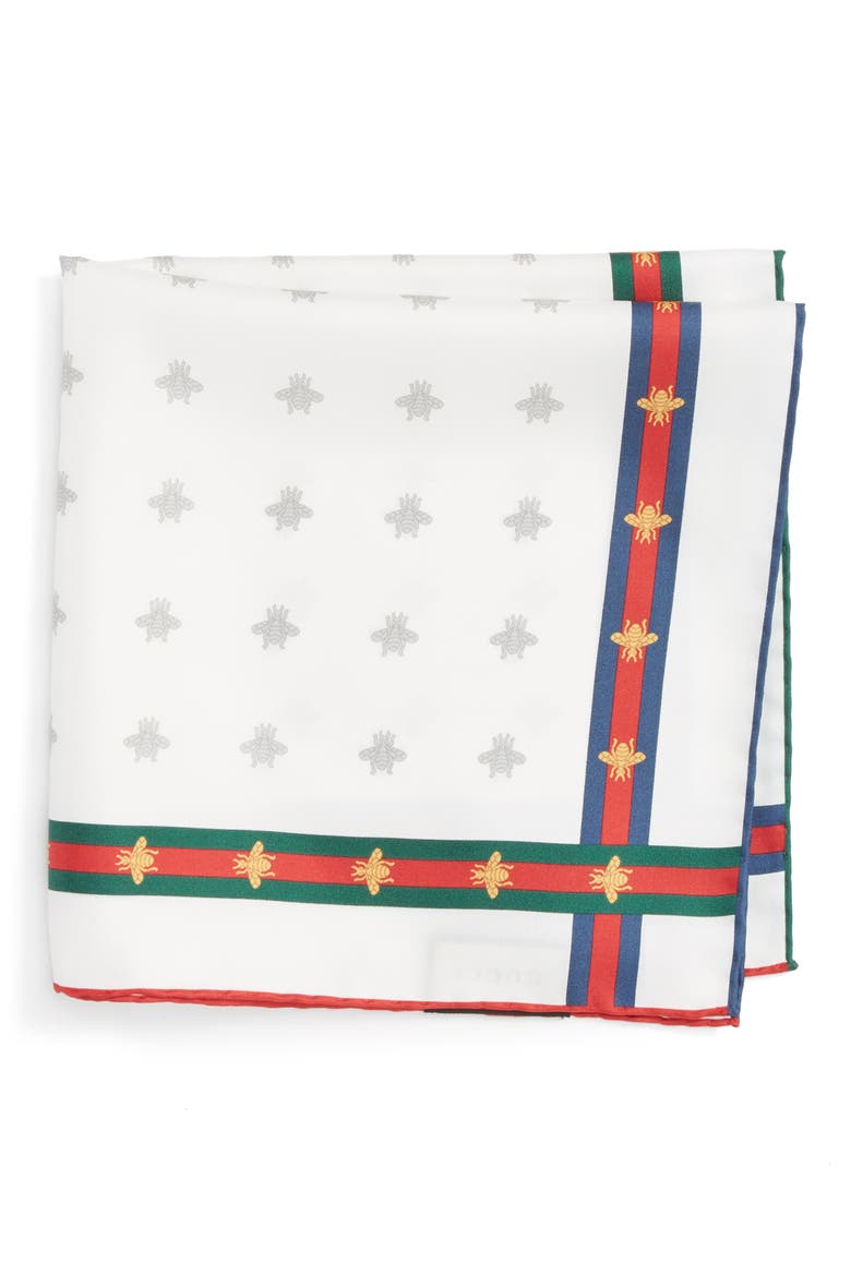 Runebis Silk Twill Pocket Square, Main, color, WHITE