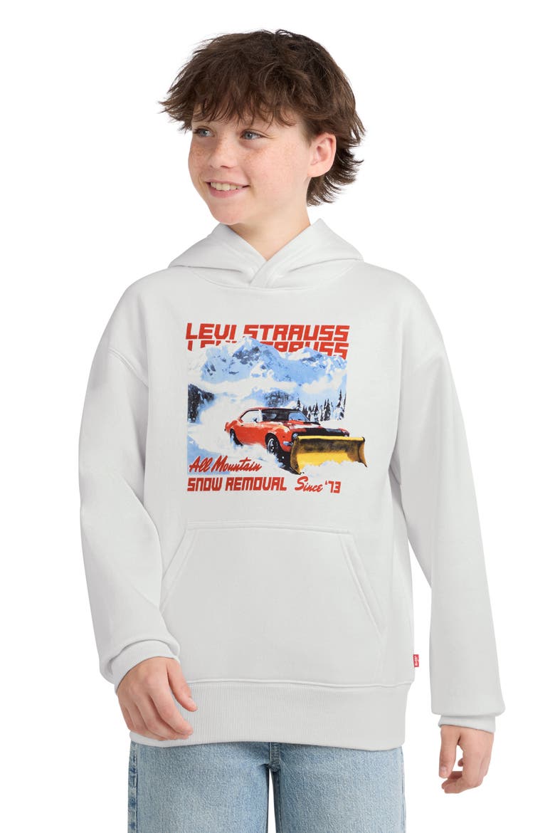 Kids' Snow Plow Graphic Hoodie, Alternate, color, LEVI EGRET