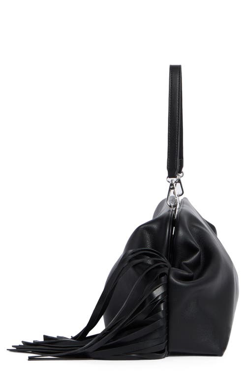 Bcbg Oversize Fringe Shoulder Bag In Black