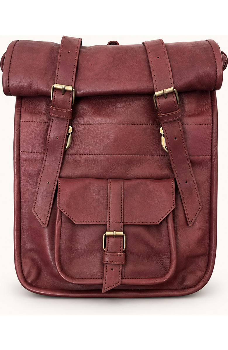 Amasouk Adventurer Leather Rolltop Backpack, Main, color, Chestnut