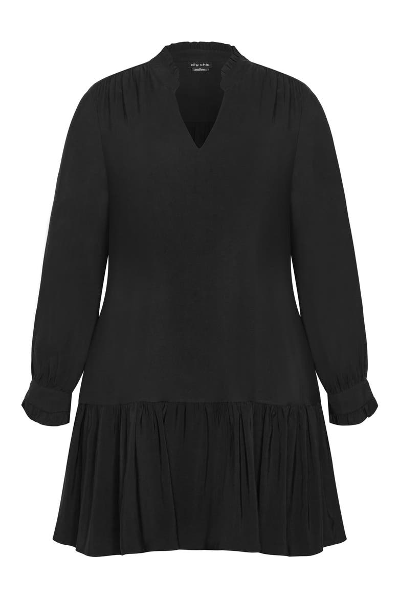 Vita Long Sleeve Ruffle Hem Dress, Alternate, color, BLACK