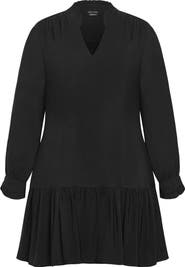 City Chic Vita Long Sleeve Ruffle Hem Dress
