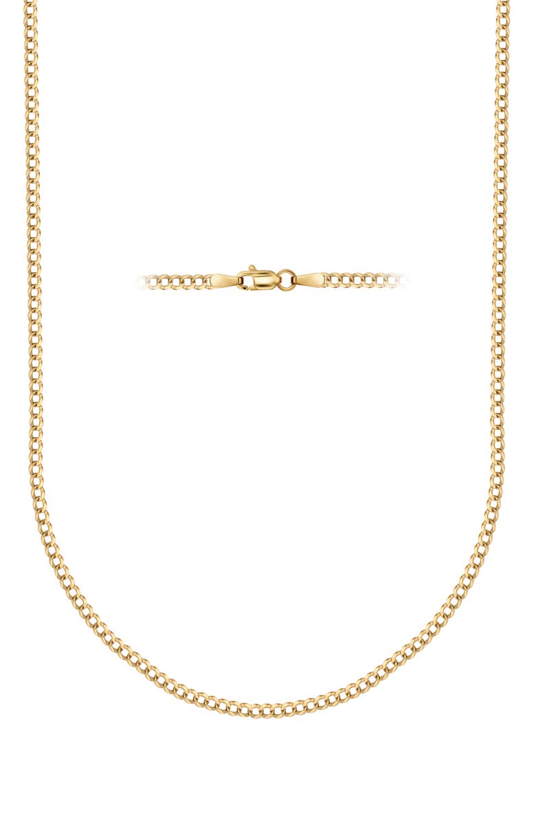 BEST SILVER 14K Yellow Gold 8mm Cuban Chain Necklace, Main, color, Gold
