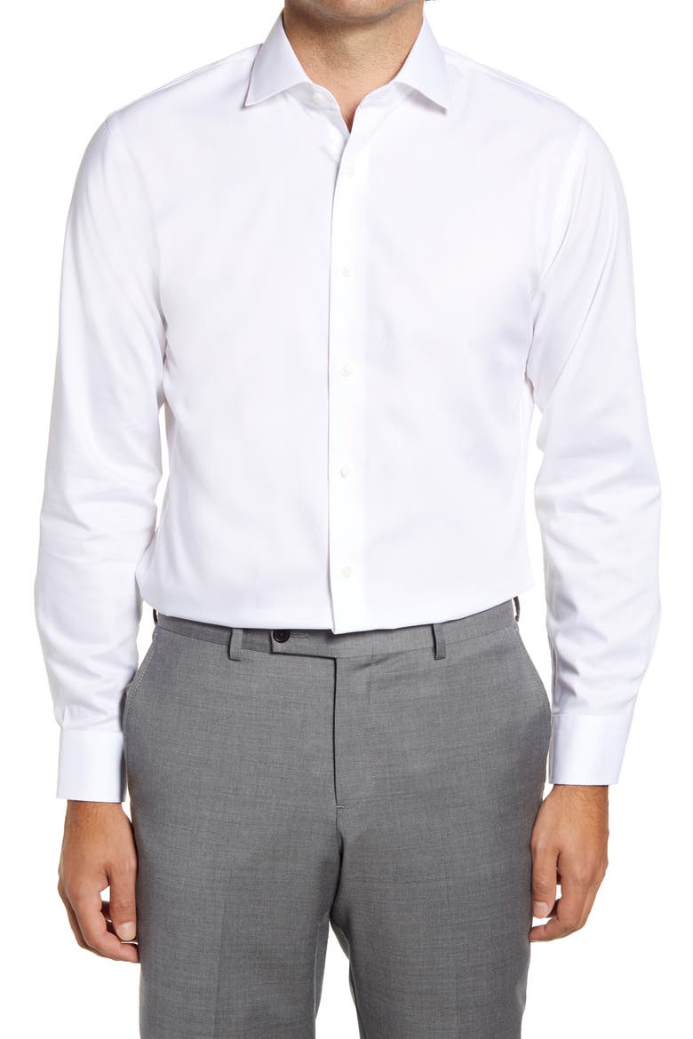 3-Pack Trim Fit Solid Non-Iron Dress Shirts, Main, color, WHITE