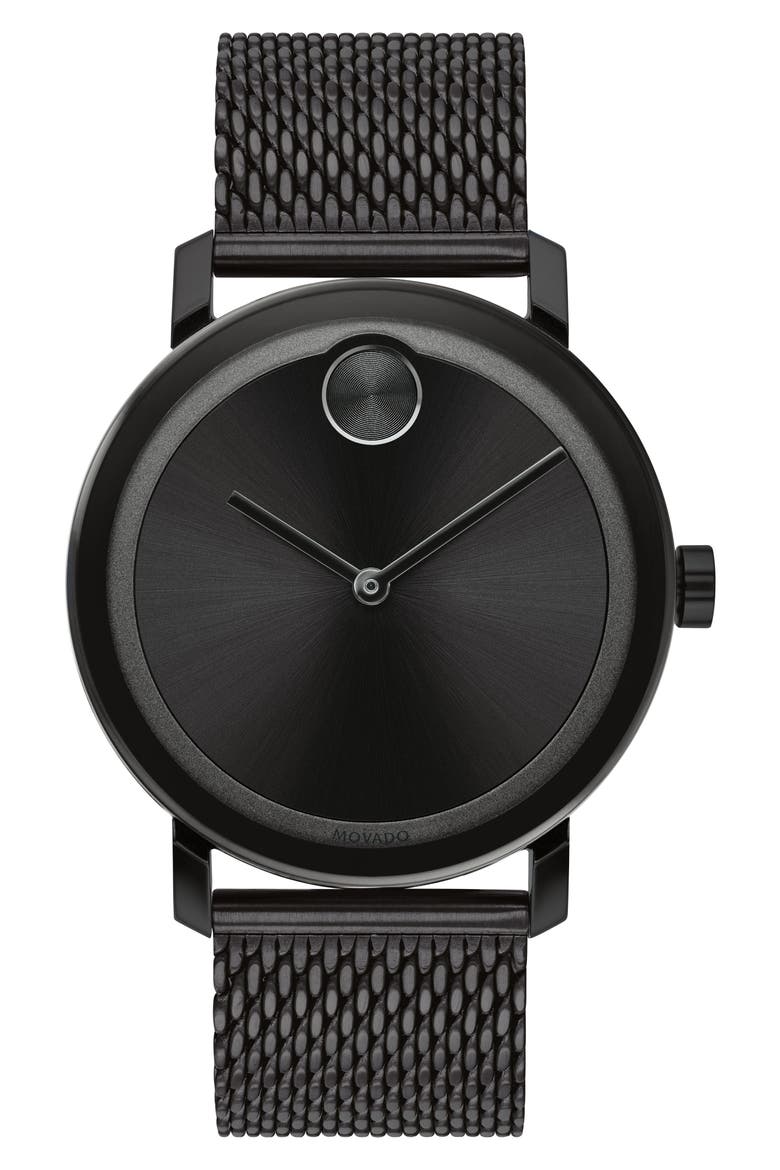 Bold Evolution Mesh Bracelet Watch, 40mm, Main, color, BLACK
