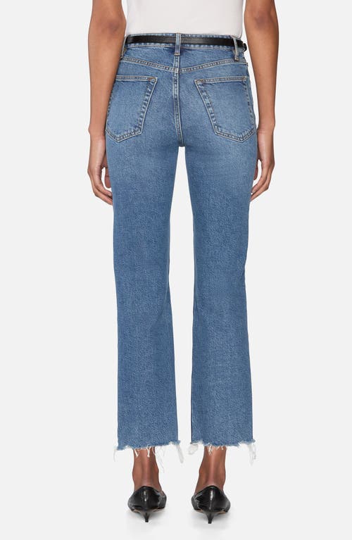 Frame The Ruler Frayed High Waist Ankle Straight Leg Jeans In Blue