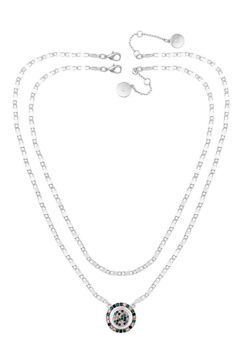 Crystal Pendant Set of 2 Chain Necklaces, Alternate, color, SILVER
