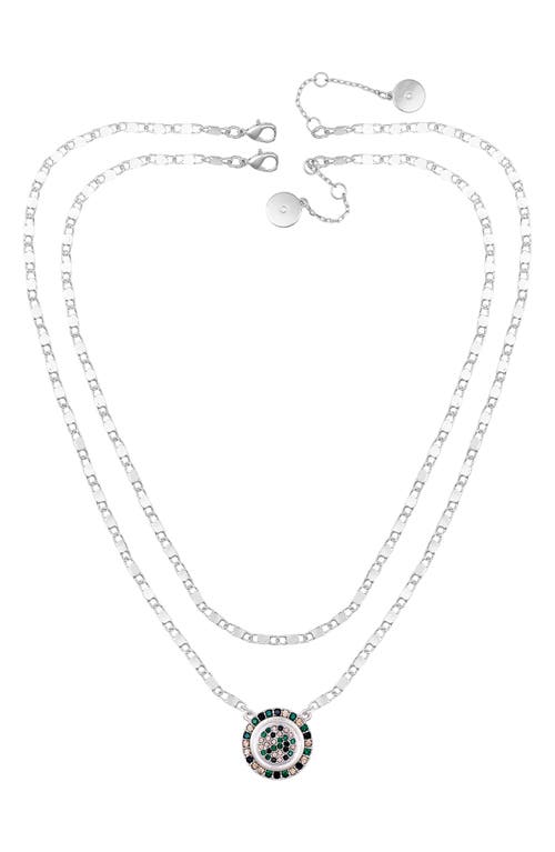 Vince Camuto Crystal Pendant Set Of 2 Chain Necklaces In Silver Tone