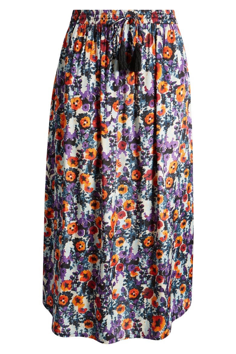 Silja Print Drawstring Waist Midi Skirt, Alternate, color, MEADOW VIOLET