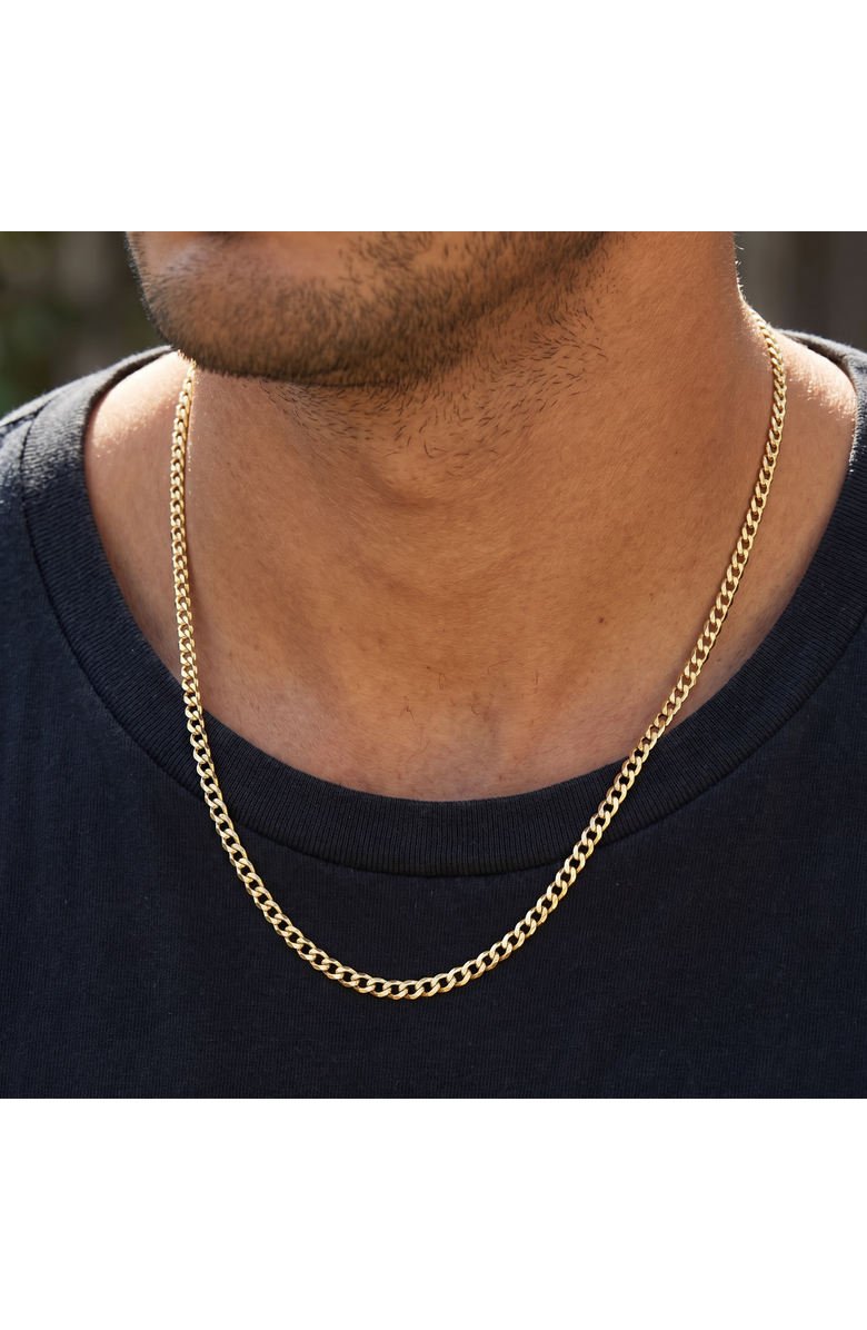 Bliss Diamond Mens Solid 14k Gold 22" Curb Chain With Lobster Clasp 8.5 grams 3mm, Alternate, color, 14K Yellow Gold