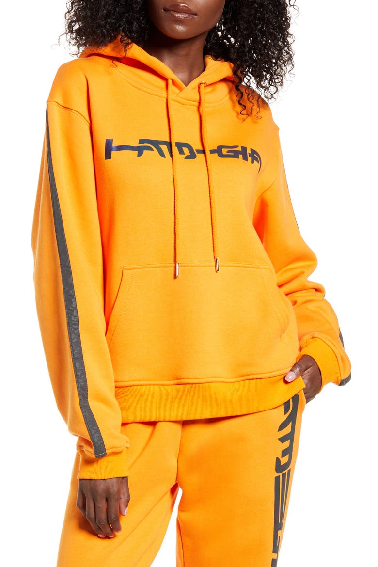 Zandra Logo Cotton Hoodie, Main, color, ORANGE