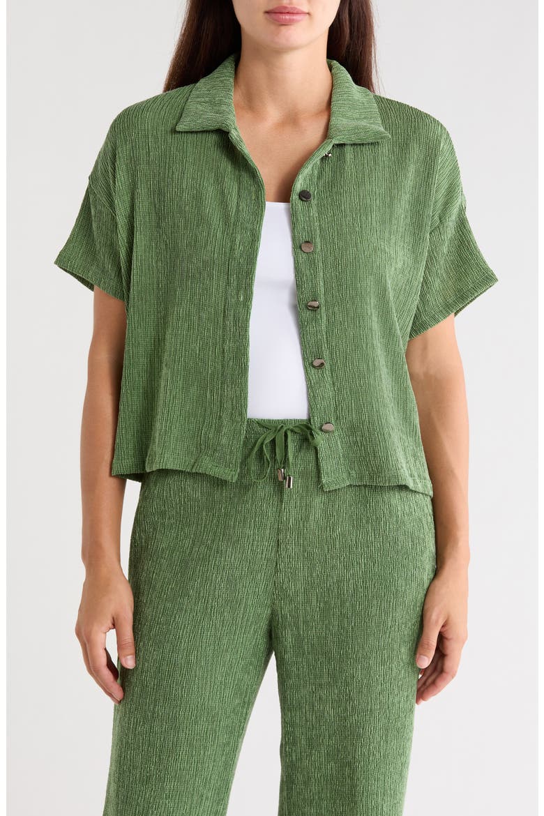 Short Sleeve Button Front Shirt, Main, color, MOSS GREEN