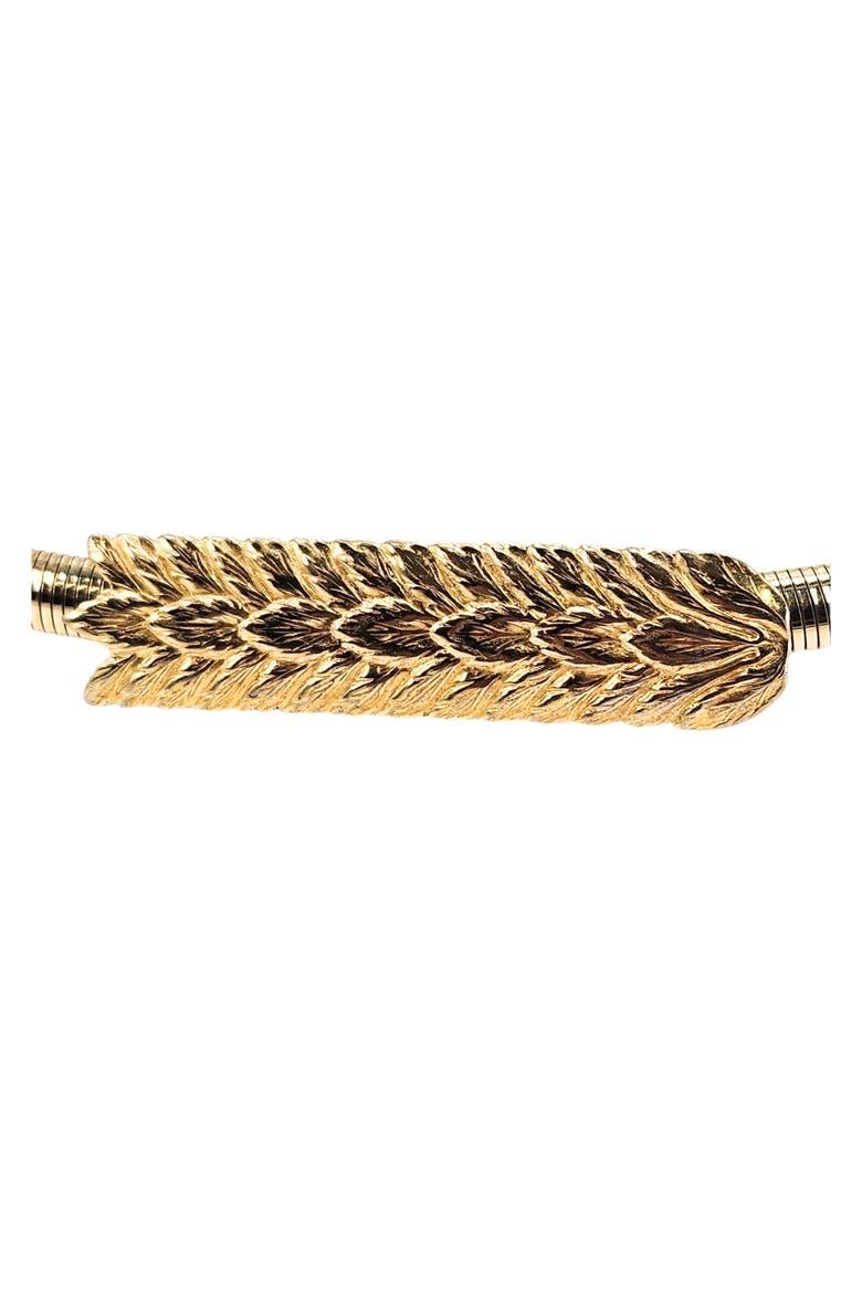 Vintage 1970s Goldtone Wheat Pattern Stretch Snake Belt, Alternate, color, Gold