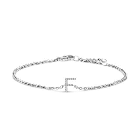 10K Gold Diamond Accent "A-Z" Initial Charm and Link Bracelet