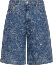 Cinq à Sept Betsy Garden Doodle Embroidered Bermuda Shorts