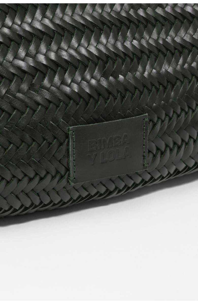 Bimba y Lola Large Braided Leather Shopper Bag, Alternate, color, Dark Green