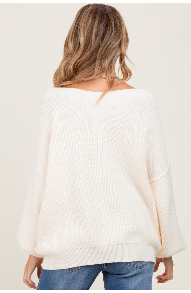 PinkBlush Balloon Sleeve Boat Neck Knit Sweater, Alternate, color, Cream