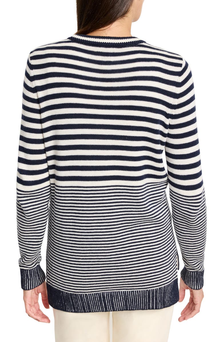 NIC+ZOE Stripe High-Low Cotton Blend Sweater, Alternate, color, Indigo Multi