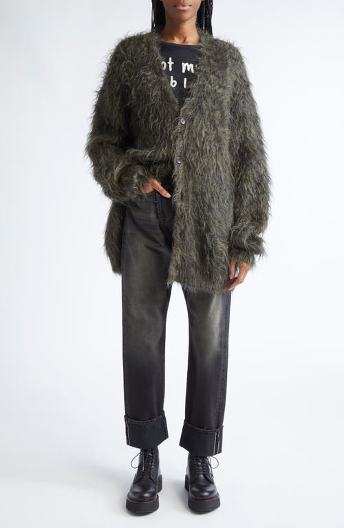 R13 Oversize Kid Mohair Blend Boyfriend Cardigan In Black