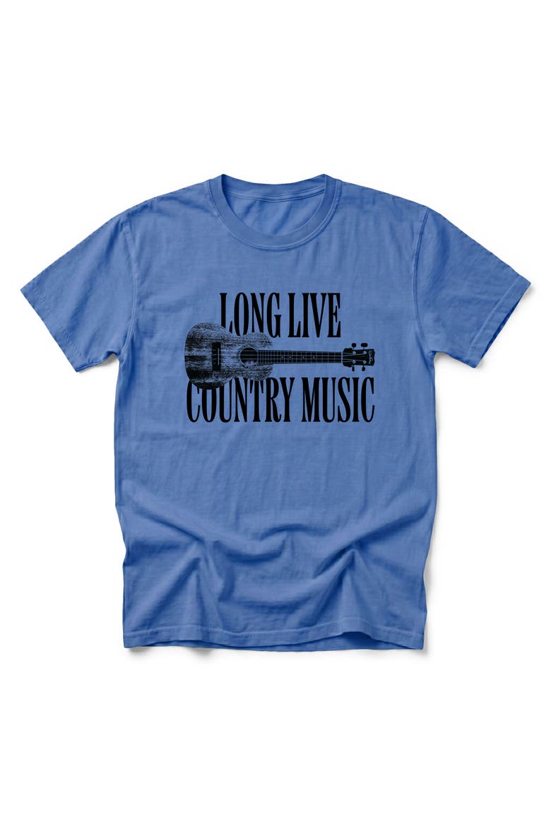 Long Live Country Music Garment Dyed T-Shirt, Alternate, color, Flo Blue
