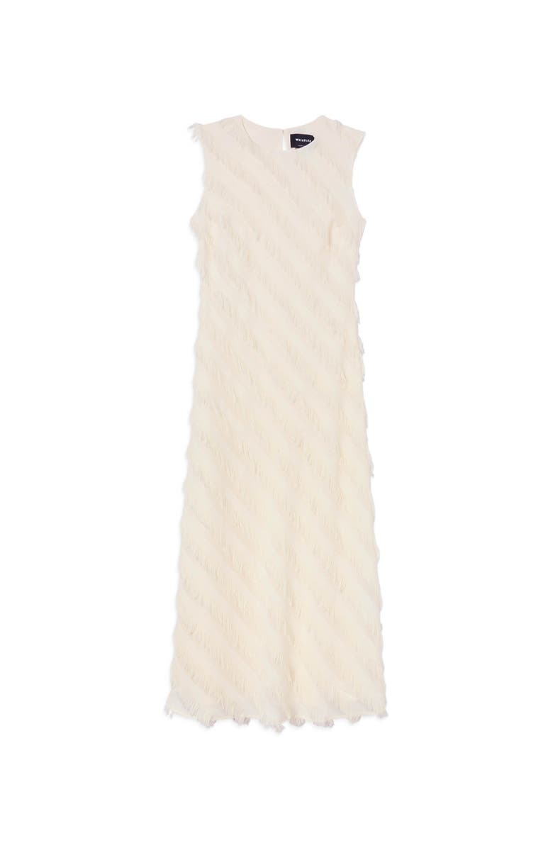 Whistles Fringe Textured Midi Dress, Alternate, color, Ivory
