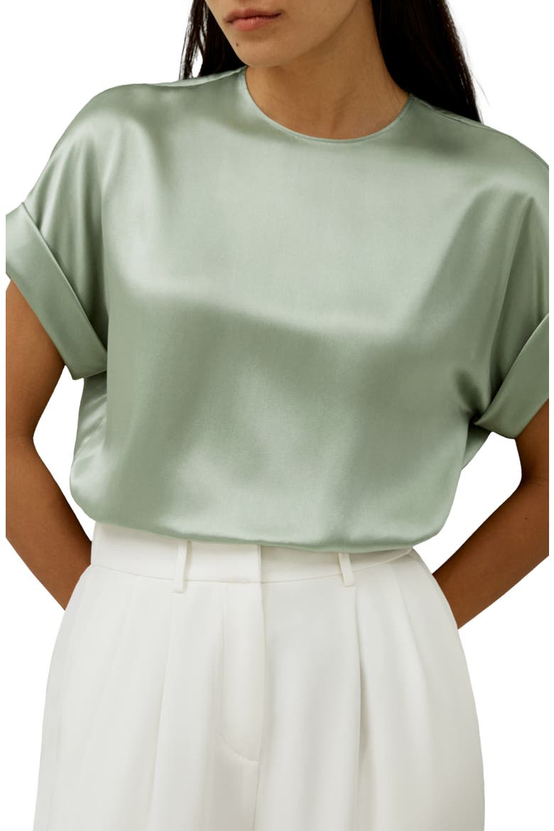 Women's Contemporary Oversized Silk Top, Main, color, Pale Turquoise