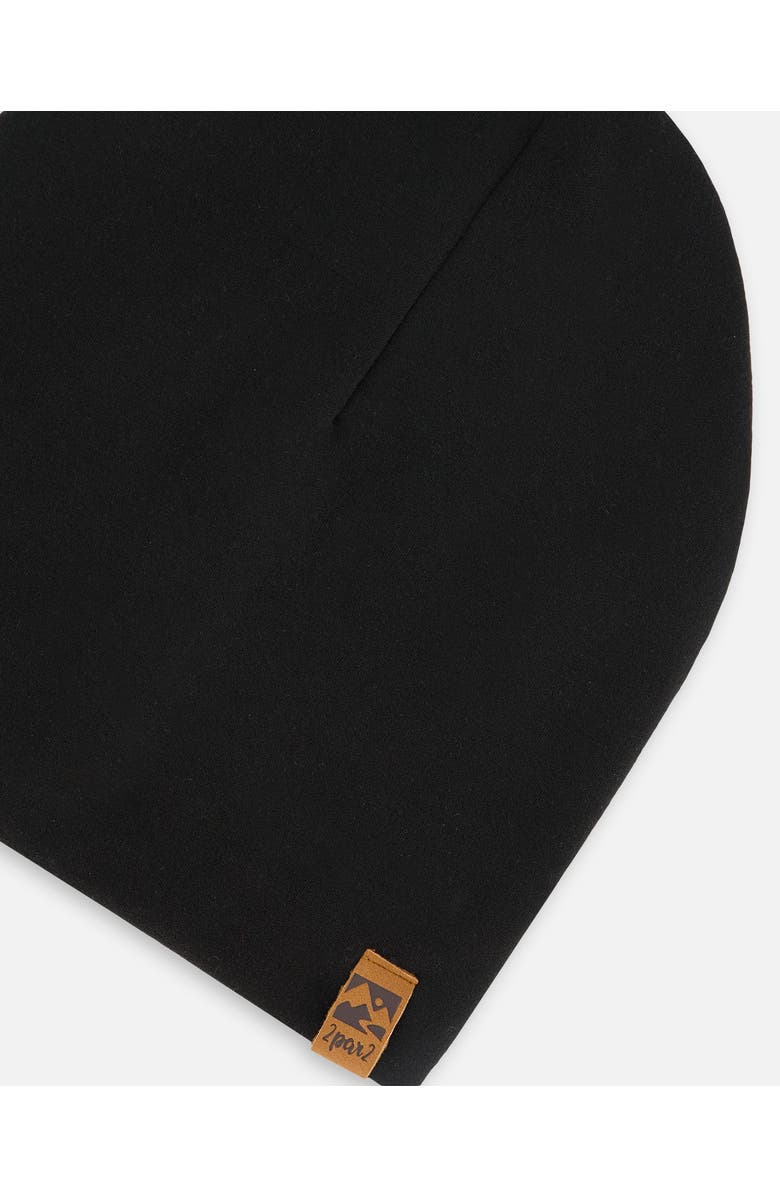 Deux par Deux Kids Unisex Solid Beanie Hat Black, Alternate, color, Black