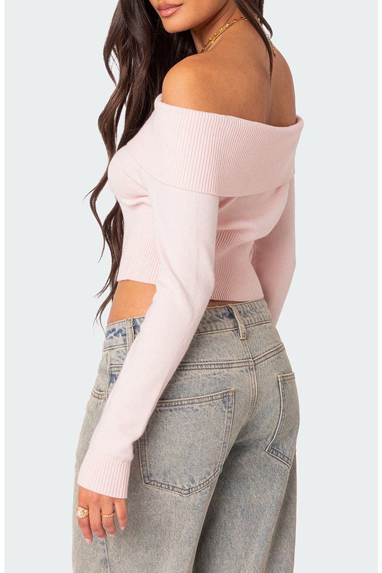 Minnie Foldover Knit Crop Top, Alternate, color, LIGHT-PINK